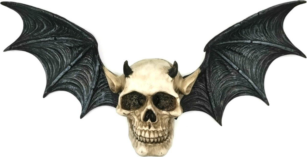 Puckator Duivel Vleermuis Schedel Wanddecoratie voor Halloween - B/D/H: 28,5 x 14 x 5,5 cm