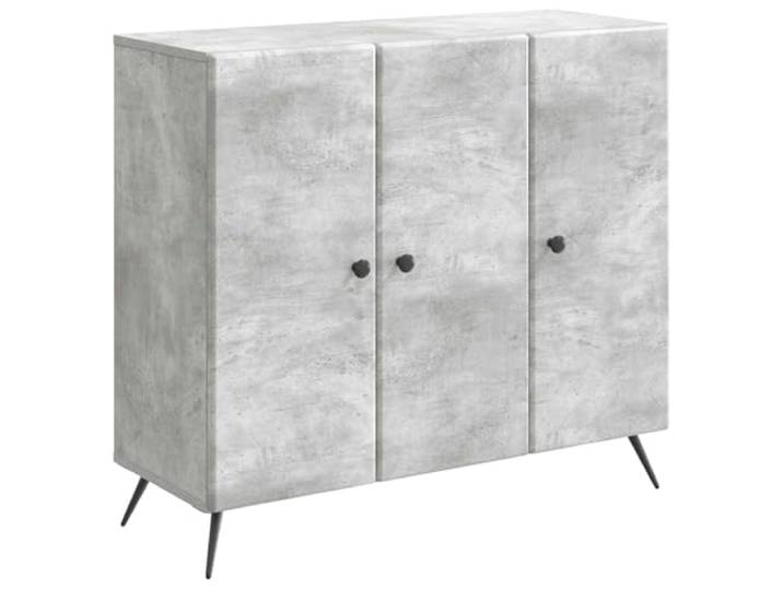 KGFHERENB Sideboard Betongrau 89x34,5x80 cm Kommode mit 3 Türen Vielseitiger Anrichteschrank für Wohnzimmer, Esszimmer und Flur mit reichlich Stauraum für Geschirr und Dekoration.