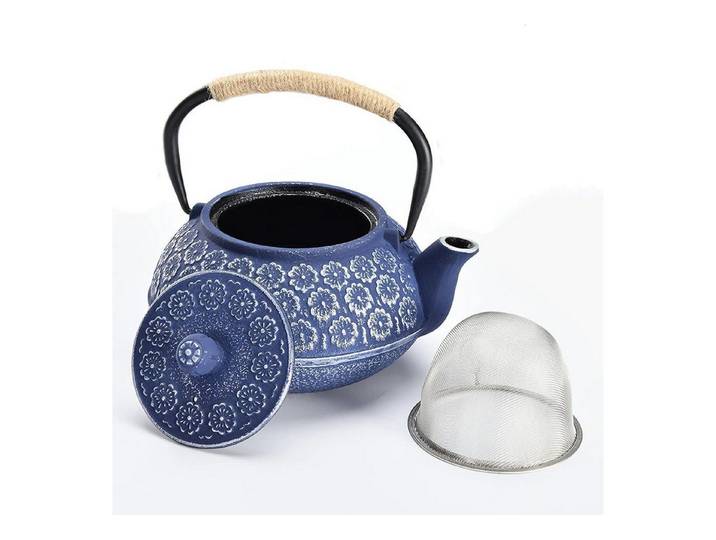 LuxusKollektion Teekanne Teekanne Gusseisen mit Edelstahl Siebeinsatz 1000ml Tee Pot Blau