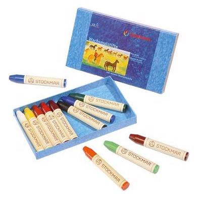 Stockmar wasstiftjes (assortiert) 12 kl. in kartonnen etui (12x) (31200)