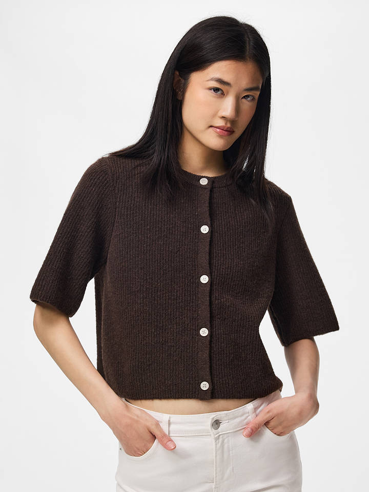 Pieces Cardigan in Braun - M