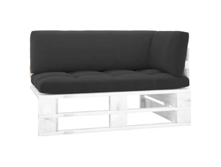 Makastle Paletten-Ecksofa Kiefernholz Weiß mit Kissen 110x65x55cm