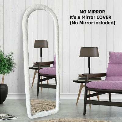 Uplift Picks Plush Full Length Mirror Cover Stretchy Non Slip Bedroom Decor white