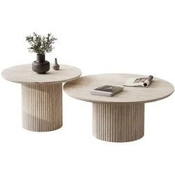 COUCHTISCH-SET OVI mit geriffeltem Sockel