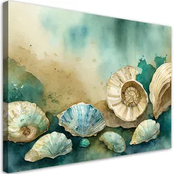 LEINWANDBILD Seemuscheln türkis Acryl 90x60cm