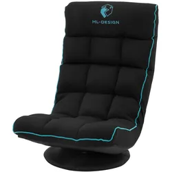 GAMING BODENSTUHL Schwarz-Türkis Stoffbezug 360° drehbar & verstellbar