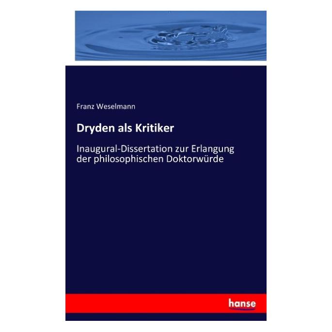Hansebooks Dryden als Kritiker (Deutsch, Softcover, Franz Weselmann) (55878426)