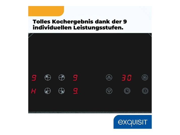 exquisit Elektro-Kochfeld EKC601-Rsw-020, NEU: mit trendigem schwarzen Rahmen und stoßfest für mehr Sicherheit