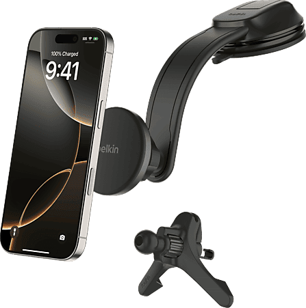 Cargador coche - Belkin BBB012hqBK-MR, Productos que tengan tecnología Qi2, Magnético, Para rejilla de ventilación y salpicadero, Negro