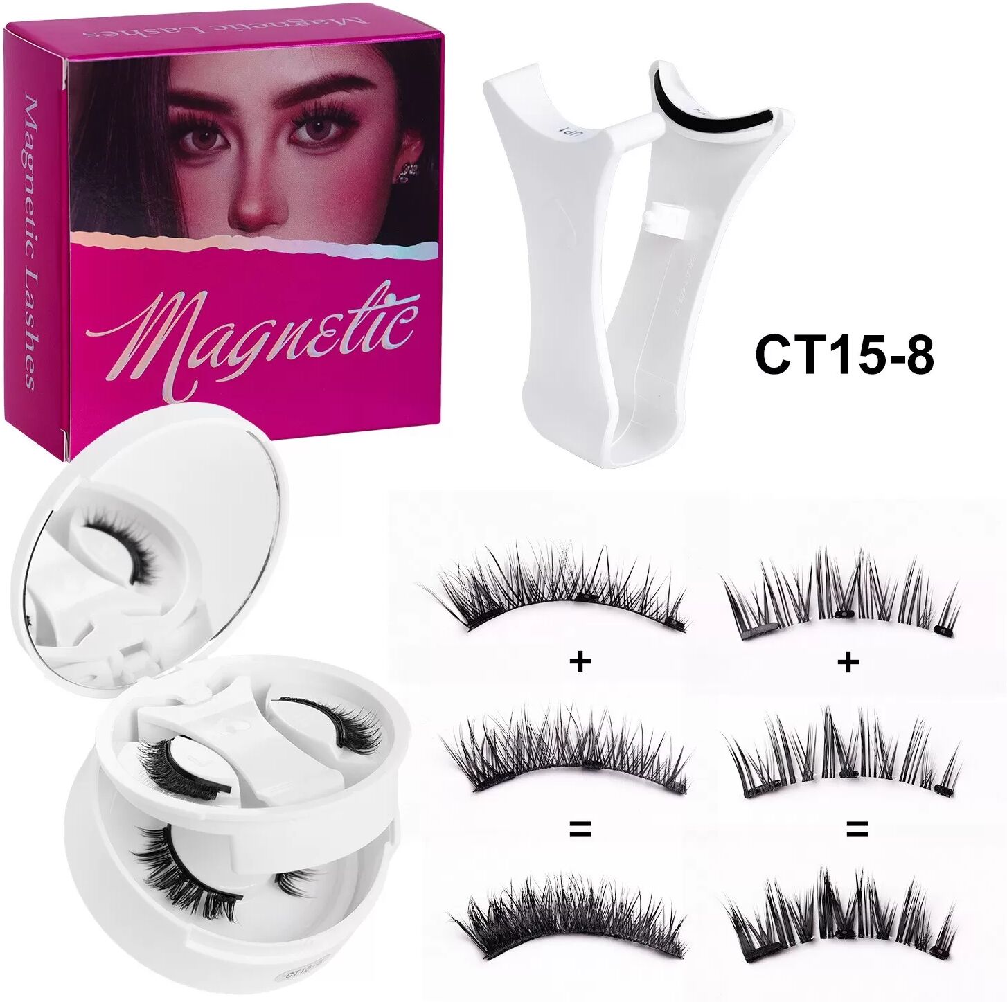INF Kit de Faux Cils Magnétiques - Réutilisables, Sans Colle, Application Facile pour un Look Éblouissant