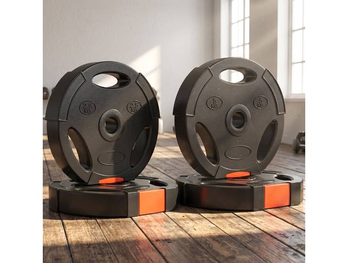 SPORTNOW Disques de Poids 15kg Ø25mm Noir avec Poignées