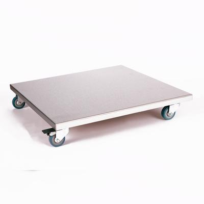 Möbelroller / Pflanzenroller (Profi) 50x50 cm, Edelstahl, 150kg, PU-Rolle + Bremse, Marke: Szagato, Made in Germany