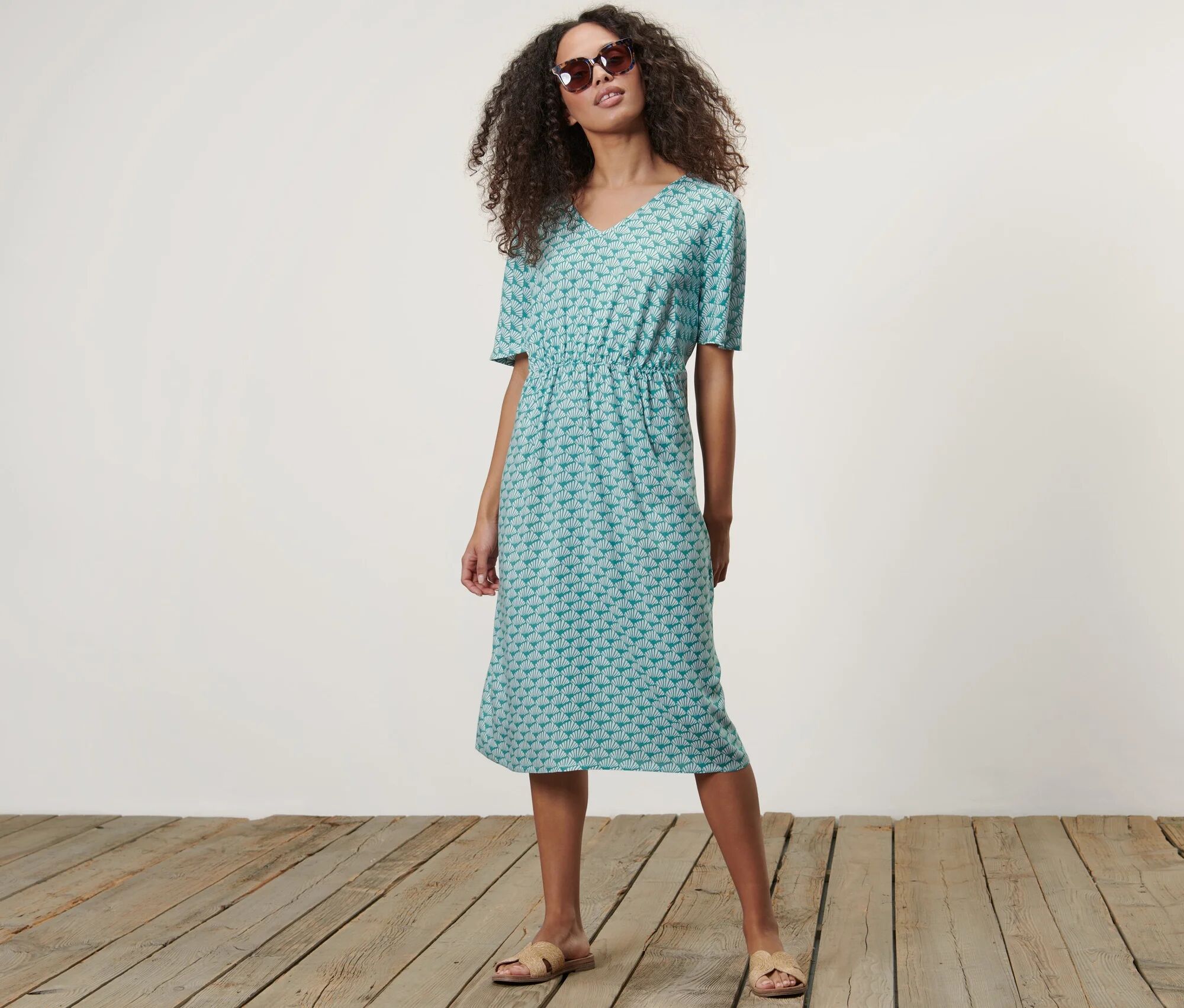 Tchibo - Kleid mit Print - Damen - Gr. 40 - weiss/print