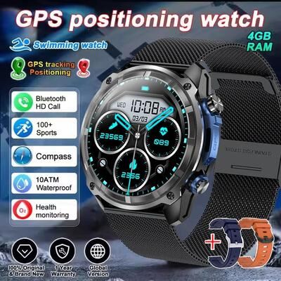 Inspire Essentials Tactical GPS Smartwatch With Offline Maps And MP3 Player black Mesh Belt