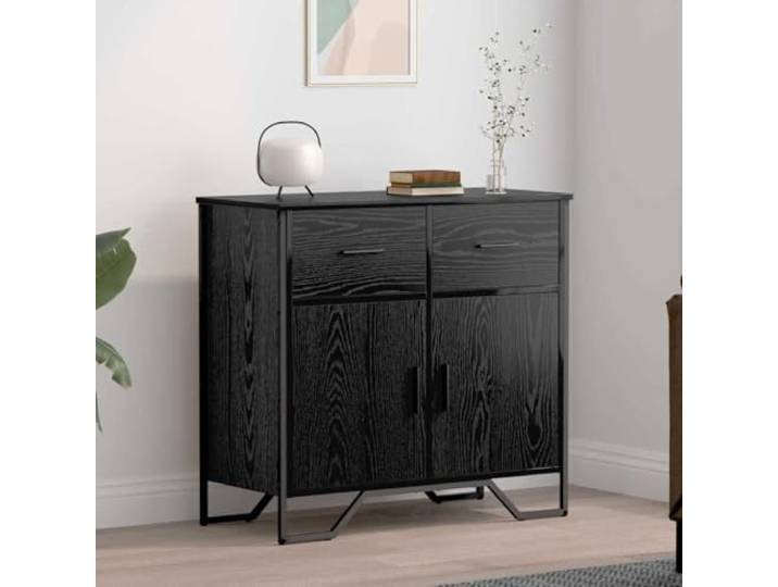 HEFZGDB Modernes Sideboard aus Holzwerkstoff mit Türen und Griffen, Sideboard Grau mit Metallbeinen und Stabiler Oberplatte, bietet viel Stauraum für eine organisierte Aufbewahrung,