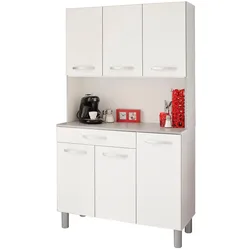 BUFFET Küche weiß, grau 101 cm Küchenschrank mit viel Stauraum
