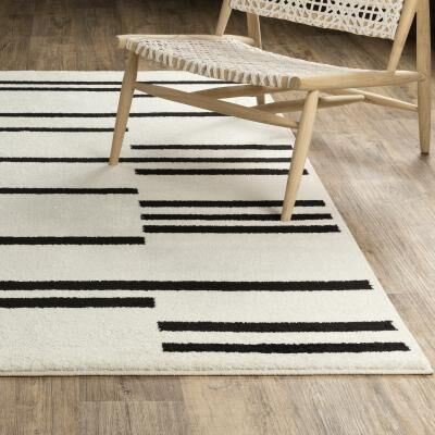 ROW Quinn Staggered Stripes Beige/ Black Area Rug