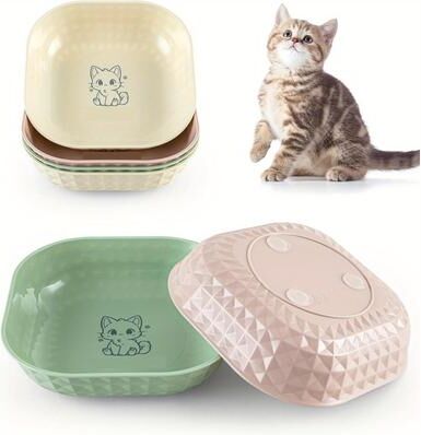 Friendly Fresh Finds Non Slip Cat Bowls Set Whisker Fatigue Relief, Anti Tip Dishes For Indoor Cats Non Slip Cat Bowls Set Whisker Fatigue Relief, Anti Tip Dishes For Indoor Cats