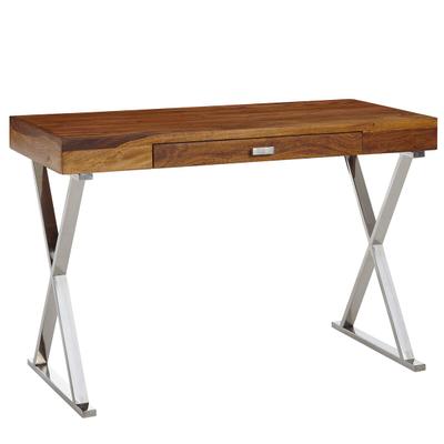Schreibtisch FineBuy Bürotisch 120x55 cm Massivholz Metall Computertisch Tisch