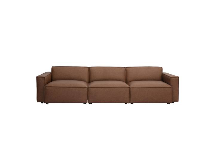 Canapé modulable vintage 4 places en cuir marron SPLIT
