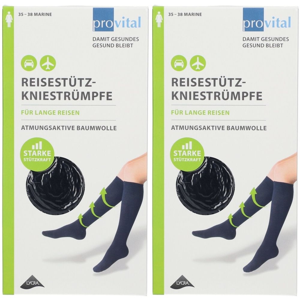 Provital Reisekniestrümpfe Gr.35-38 marine Baumw. 2x 2x2 St