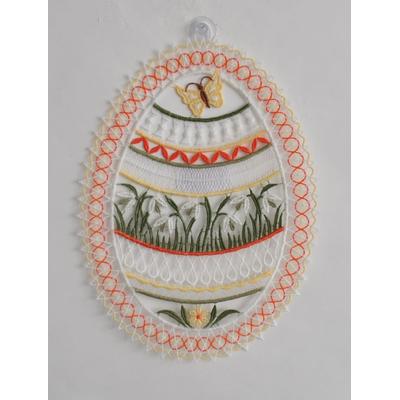 Fensterdekoration STICKEREIEN PLAUEN "Fensterbild Osterei", bunt, B:18cm H:25cm T:0,5cm, Polyester, Fensterbilder, Fensterdekoration, Plauener Spitze
