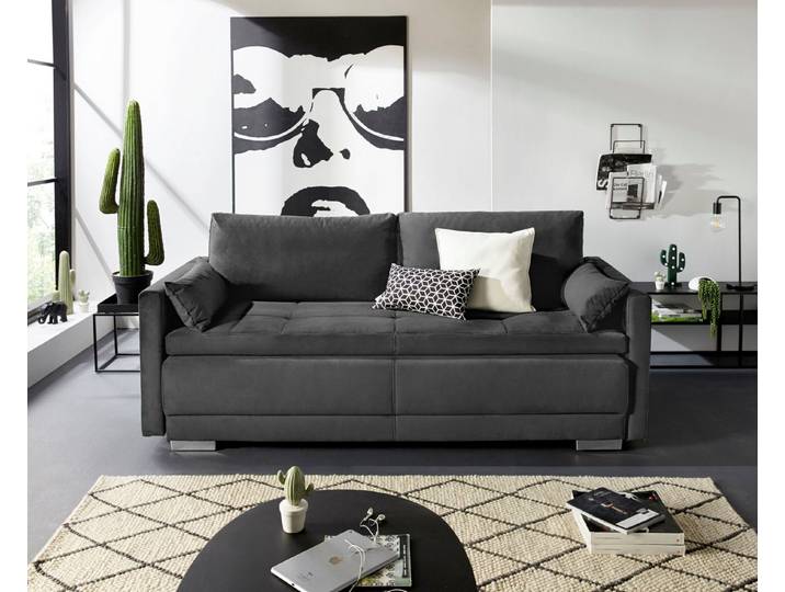 OTTO home Schlafsofa Berlin, B: 218 cm, Liegel. 160x198 cm, Boxspring, Dauerschlafsofa mit Boxspring inklusive 2 Zierkissen & Bettkasten