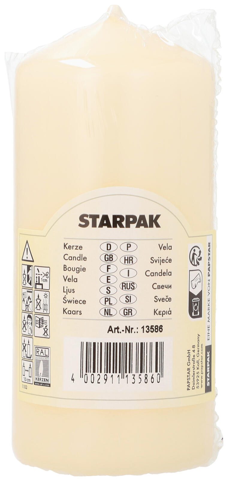 STARPAK PAPSTAR Kerze 13 cm creme 13586