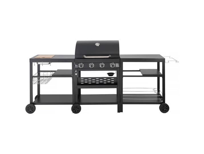 Habitat Garten Gasgrill Schwarz, Grau, Metall, 53x111x233 cm, Grills, Gasgriller