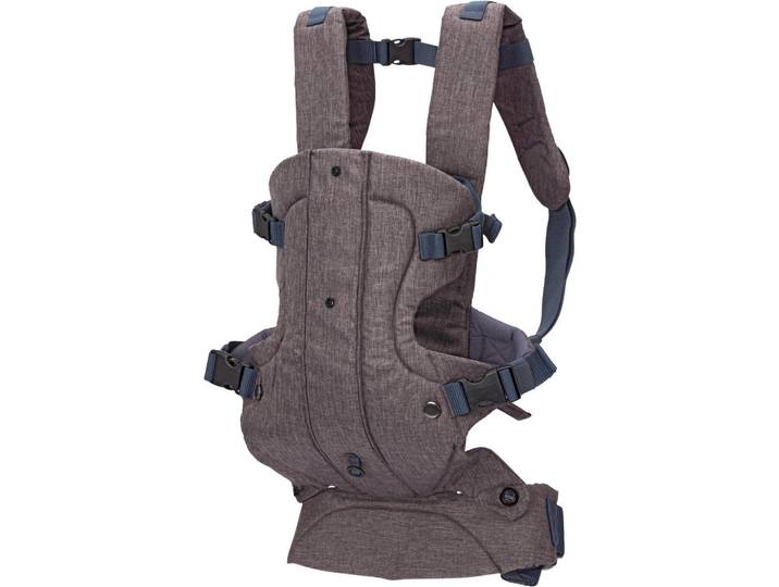 My Baby Lou Babytrage Carry Me, Grau, Füllung: Baumwollfüllung, Rückentragefunktion, Bauchtragefunktion, gepolsterter Schultergurt, einfaches und schnelles Wechseln der Tragerichtung, gepolsterte und faltbare Kopf- und Nackenstütze, Baby on Tour, Babytragen & Tragetücher