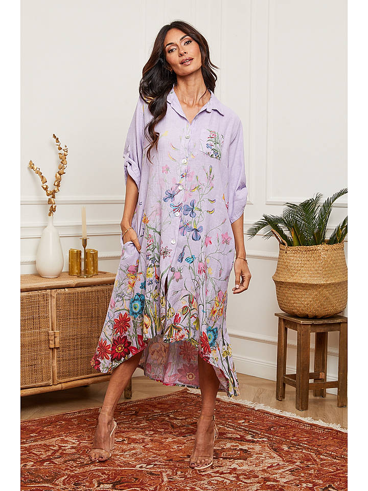 Fleur de Lin Leinen-Kleid "Faroudja" in Lila - S