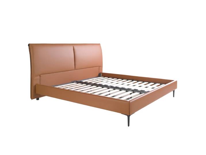 Lit en simili cuir marron