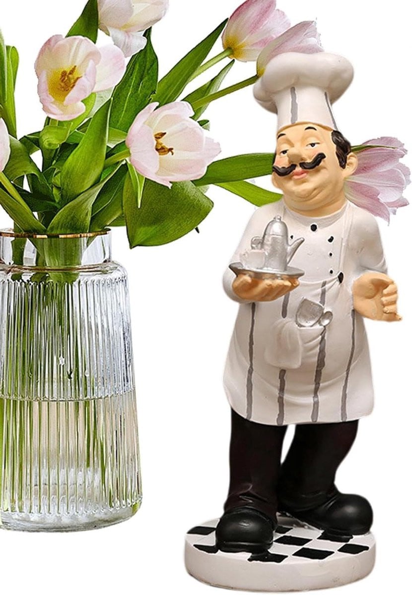 Chefbeeld Decoratie Keuken Figuur Zwart Wit Hoogte: 32 cm