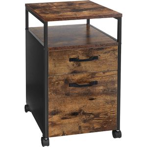 Vasagle Rollcontainer OFC71X, aus Holz, braun, vintage, mit Schublade und Hängeregistratur