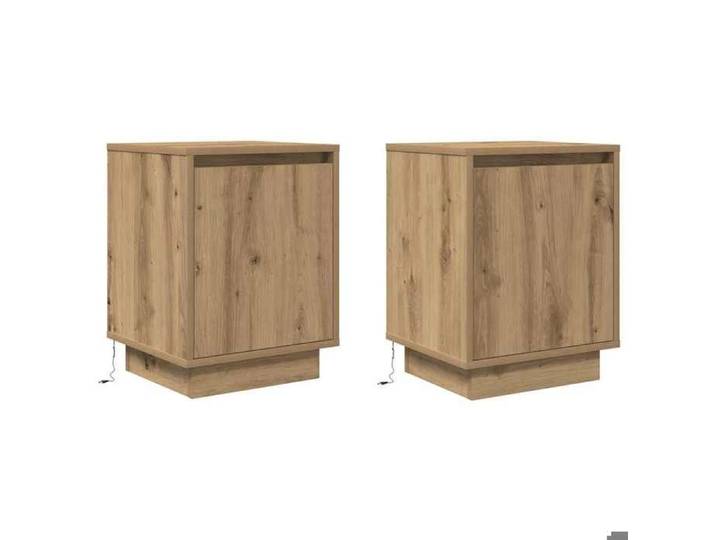 Tables moderne - Brun - Armoires de chevet - lumières LED - (2 pcs) - chêne artisanal - 38x34x50cm T2304