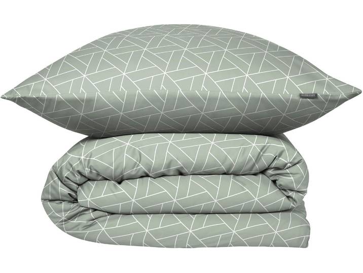 Bettwäsche SCHIESSER Tris aus weicher Baumwolle mit grafischem Muster , mint, B/L: 135cm x 200cm, 1 Stk., 1 Stk., Renforcé, B/L: 80cm x 80cm, 2, Renforcé, Obermaterial: 100% Baumwolle, Bettwäsche, Bettwäsche, OEKO-TEX MADE IN GREEN