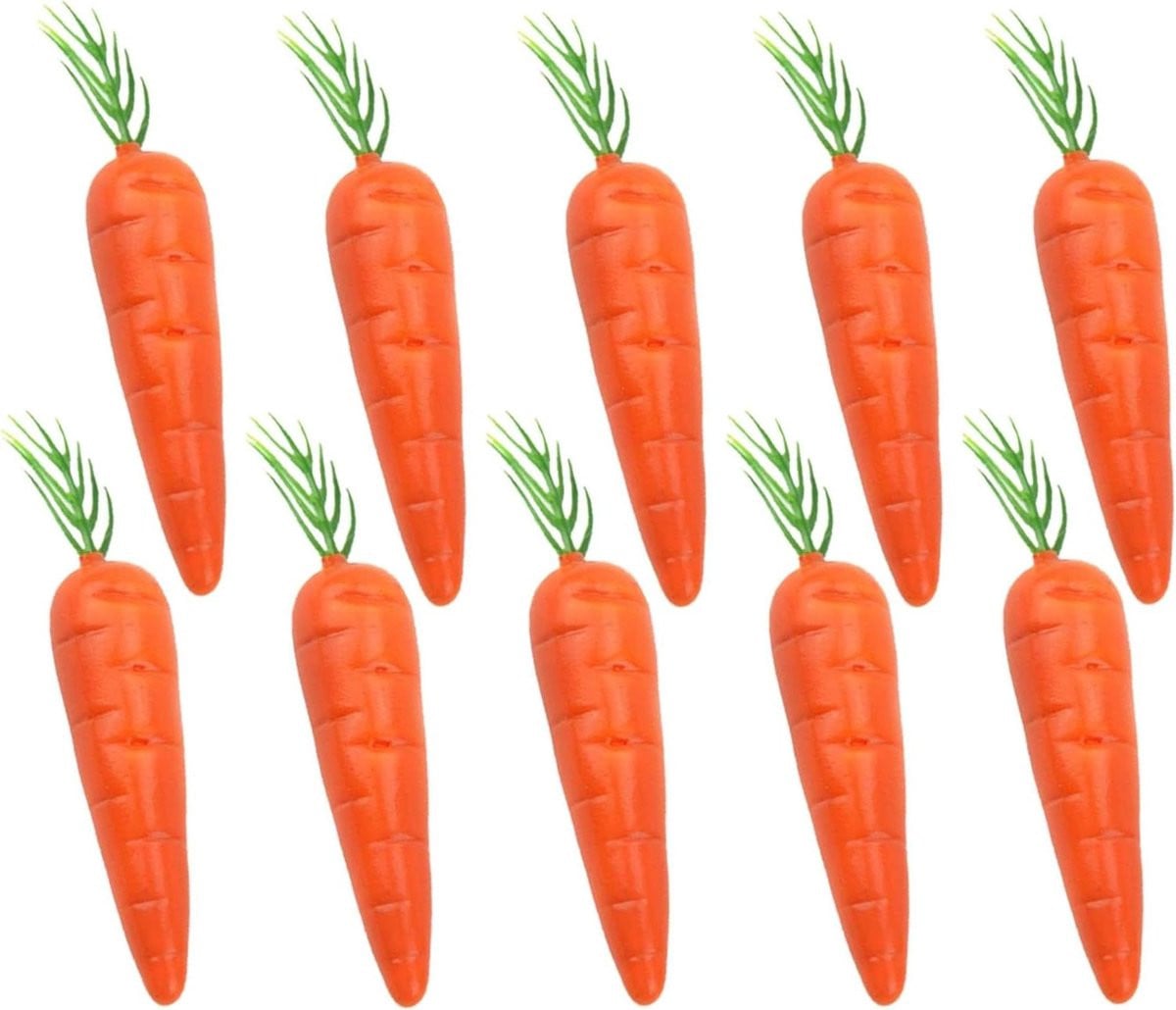 Set van 10 levensechte kunstmatige wortelen voor decoratie, rood