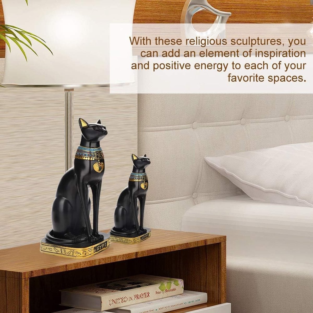 Handgemaakt Egyptisch kattenbeeldje van hars voor decoratie in huis of tuin