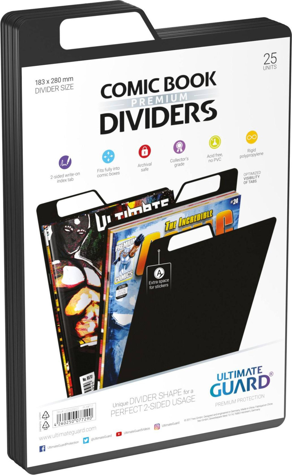 Ultimate Guard Premium scheidingsbladen voor stripboeken, zwart (25 stuks)