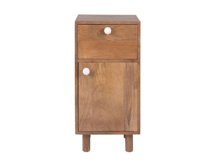 Petit meuble de rangement 1 tiroir 1 porte en bois de manguier