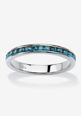Sterling Silver Simulated Birthstone Stackable Eternity Ring by PalmBeach Jewelry in December (Size 6)