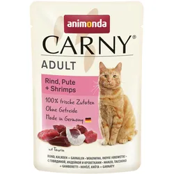 animonda Carny Adult 85g Beutel Katzennassfutter 12 x 85 Gramm Rind, Pute + Shrimps