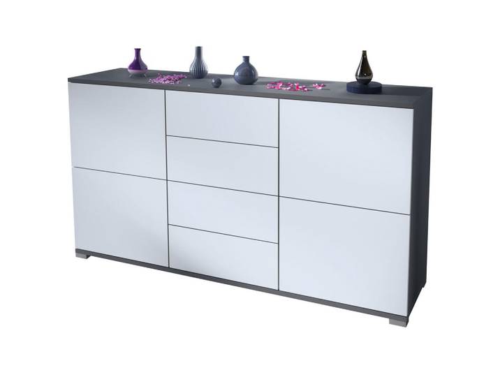 Vladon Sideboard Rova Weiß matt, 138.5x75.5x35 cm, Kleinmöbel, Kommoden, Sideboards