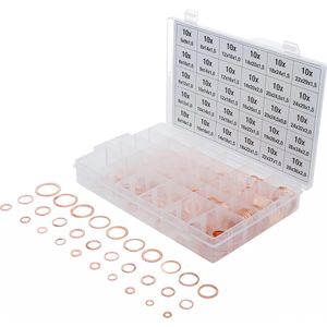 BGS-technic Dichtungsring Sortiment 8142, 5 mm - 28 mm, aus Kupfer, 30 Größen, 300-teilig