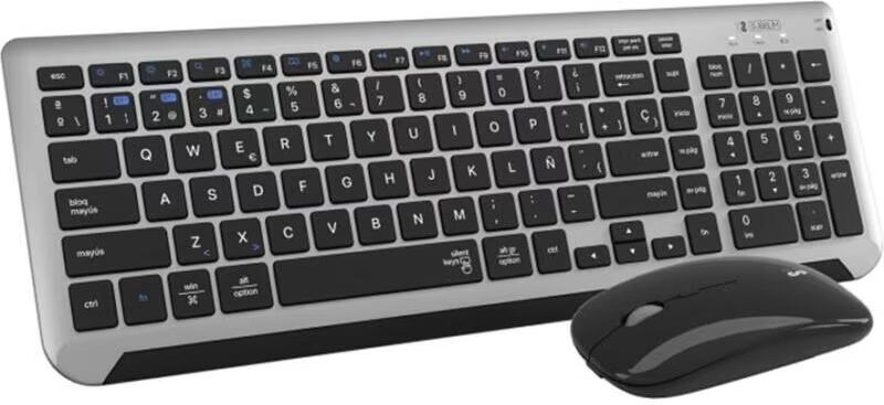 Subblim Teclado Y Ratón Inalámbrico Combo Dual Prestige Extendido Gris Negro Subkbc - Dcep20 Talla Única Unisex