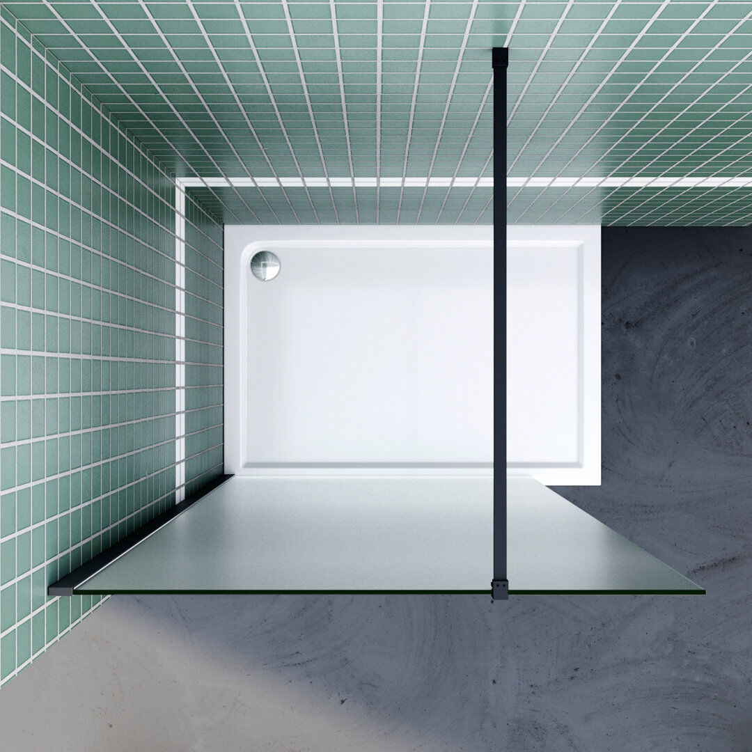 Metro Walk in Shower Enclosure With Full Frosted Easy Clean Safety Glass Black 80"