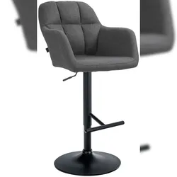 CLP Barhocker Natoma Stoff dunkelgrau/Metall matt schwarz