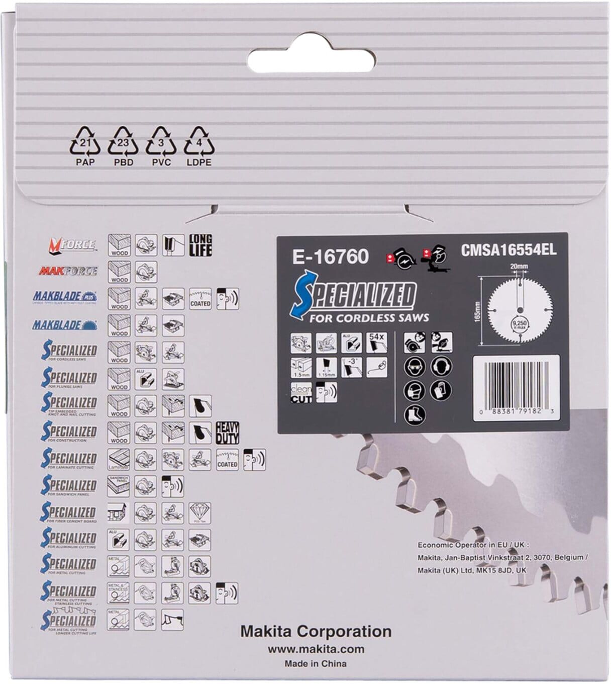 Makita EFFICUT Sägeblatt 165x20x54 (E-16760)