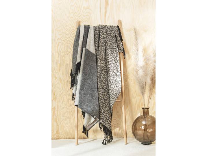 Plaid Alfie 150 x 200cm Schwarz/Braun/Grau Baumwollstoff