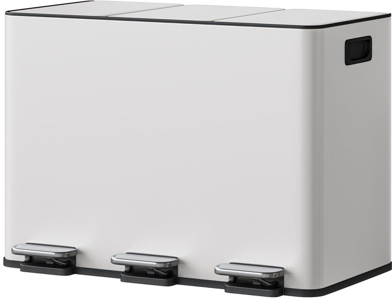 idealhouse Stainless Steel Multi-Compartment Rubbish & Recycling Bin White